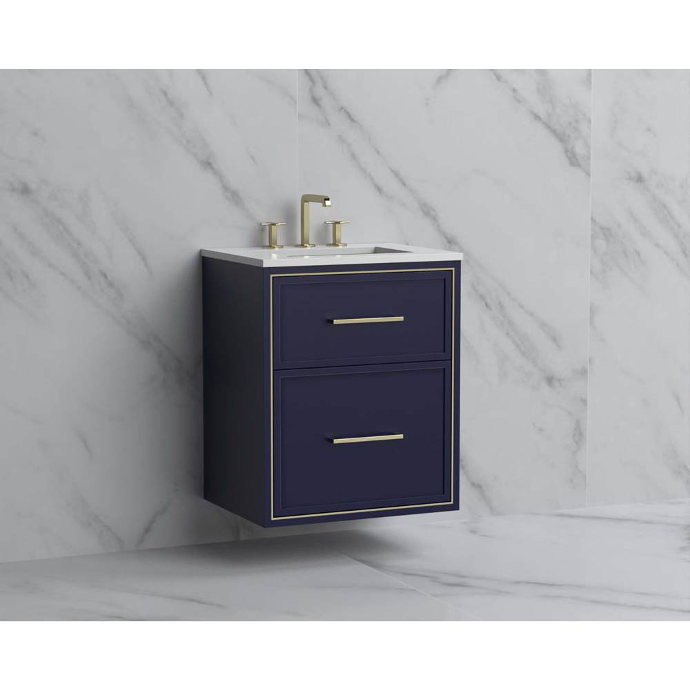 Madeli - Madeli Edge 24'' Wall hung Vanity Cabinet in Sapphire/HW: Handles Satin Brass(SB) - Sapphire With Satin Brass