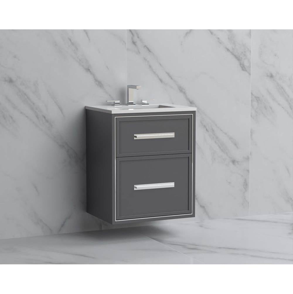 Madeli - Madeli Edge 24'' Wall hung Vanity Cabinet in Studio Grey/HW: Handles Polished Chrome(PC) - Studio Gray With Polished Chrome