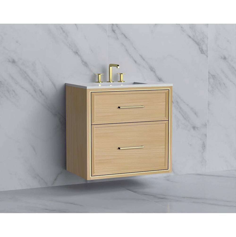 Madeli - Madeli Edge 30'' Wall hung Vanity Cabinet in Natural Oak/HW: Handles Satin Brass(SB) - Natural Oak With Satin Brass
