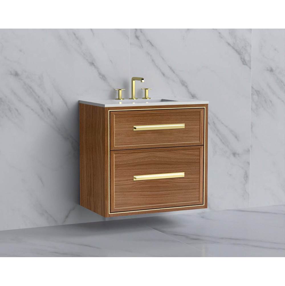 Madeli - Madeli Edge 30'' Wall hung Vanity Cabinet in Natural Walnut/HW: Handles Satin Brass(SB) - Natural Walnut With Satin Brass