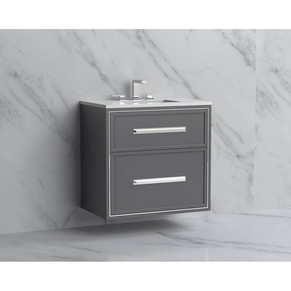 Madeli - Madeli Edge 30'' Wall hung Vanity Cabinet in Studio Grey/HW: Handles Polished Nickel(PN) - Studio Gray With Polished Nickel
