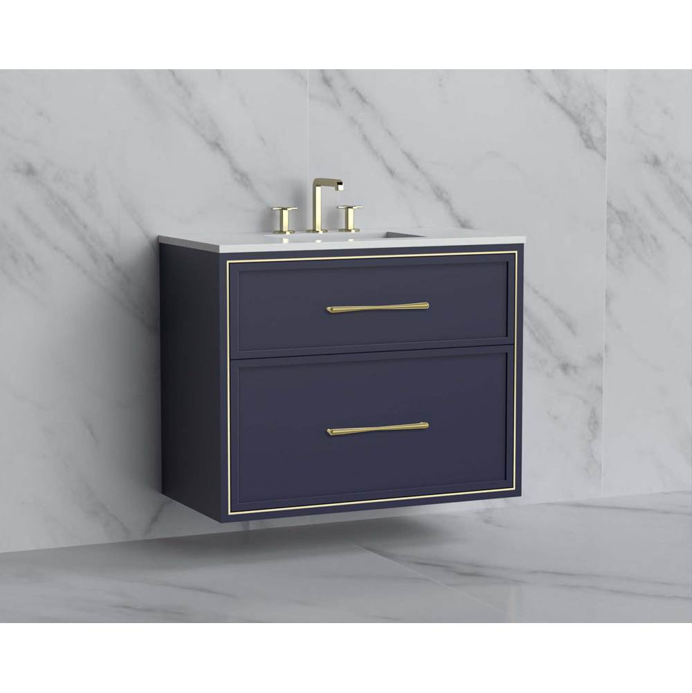 Madeli - Madeli Edge 36'' Wall hung Vanity Cabinet in Sapphire/HW: Handles Polished Nickel(PN) - Sapphire With Polished Nickel
