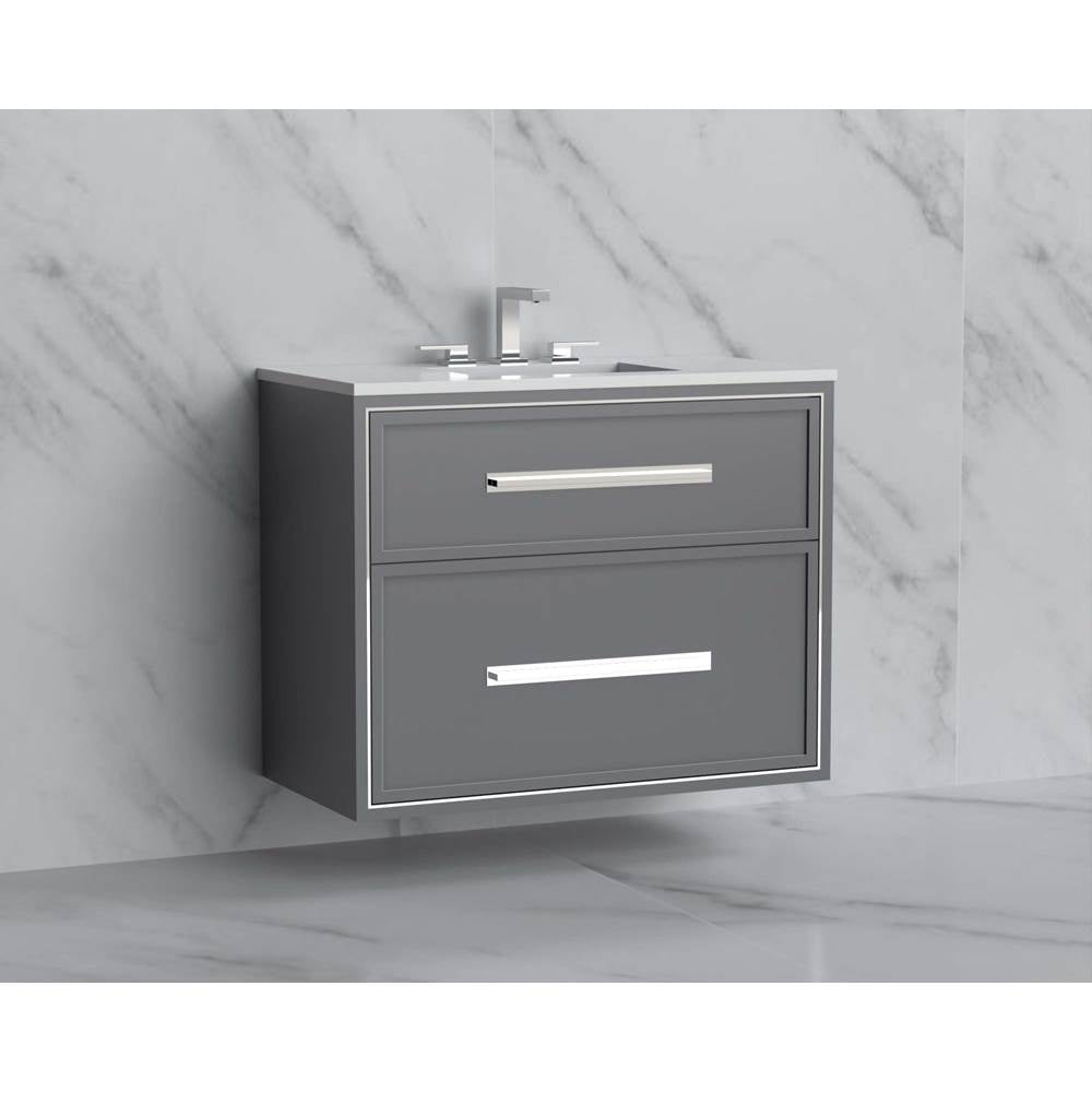 Madeli - Madeli Edge 36'' Wall hung Vanity Cabinet in Studio Grey/HW: Handles Satin Brass(SB) - Studio Gray With Satin Brass