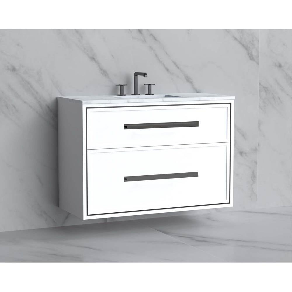 Madeli - Madeli Edge 42'' Wall hung Vanity Cabinet in White/HW: Handles Polished Nickel(PN) - White With Polished Nickel