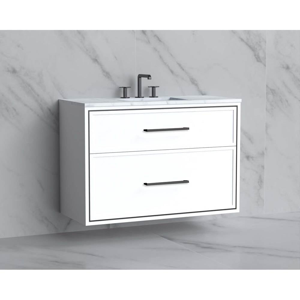 Madeli - Madeli Edge 42'' Wall hung Vanity Cabinet in White/HW: Handles Polished Nickel(PN) - White With Polished Nickel