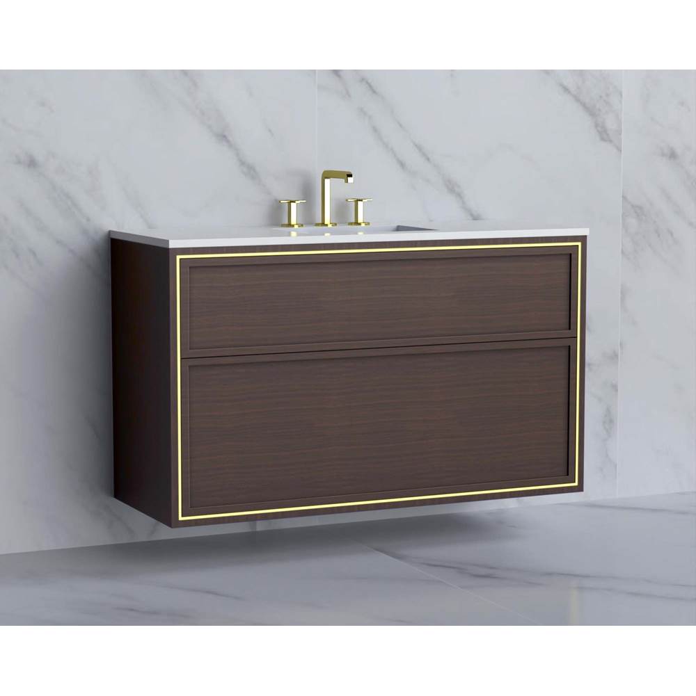 Madeli - Madeli Edge 48C'' Wall hung Vanity Cabinet in Walnut/HW: No Handles - Inlay Polished Nickel(PN) - Walnut With Polished Nickel