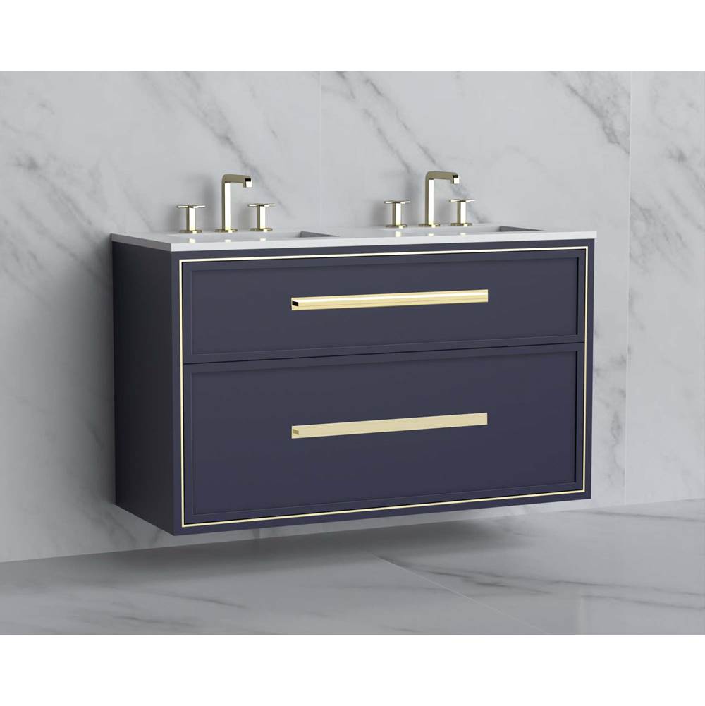 Madeli - Madeli Edge 48D'' Wall hung Vanity Cabinet in Sapphire/HW: Handles Polished Chrome(PC) - Sapphire With Polished Chrome