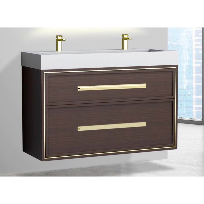 Madeli - Madeli Edge 48D'' Wall hung Vanity Cabinet in Walnut/HW: Handles Polished Chrome(PC) - Walnut With Polished Chrome