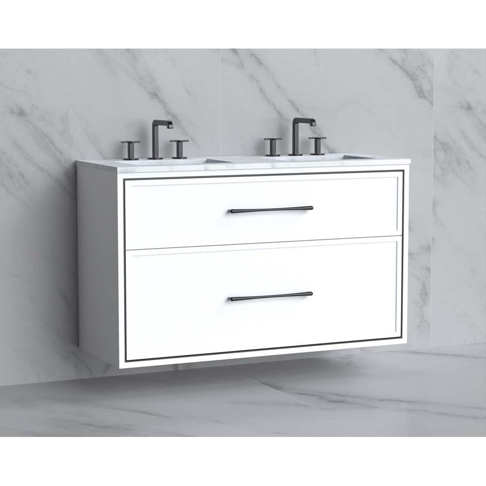 Madeli - Madeli Edge 48D'' Wall hung Vanity Cabinet in White/HW: Handles Polished Chrome(PC) - White With Polished Chrome
