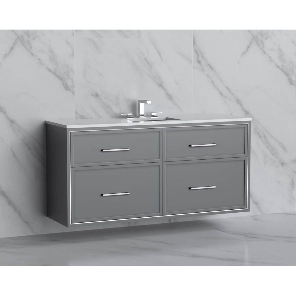 Madeli - Madeli Edge 60C'' Wall hung Vanity Cabinet in Studio Grey/HW: Handles Polished Nickel(PN) - Studio Gray With Polished Nickel