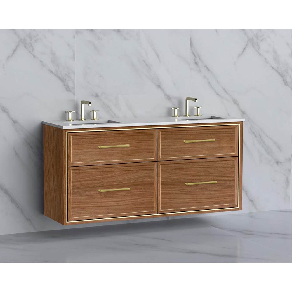 Madeli - Madeli Edge 60D'' Wall hung Vanity Cabinet in Natural Walnut/HW: Handles Polished Nickel(PN) - Natural Walnut With Polished Nickel