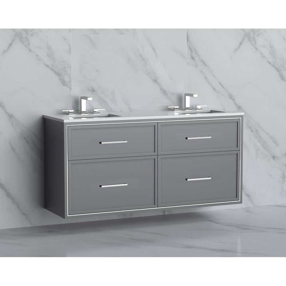 Madeli - Madeli Edge 60D'' Wall hung Vanity Cabinet in Studio Grey/HW: Handles Polished Chrome(PC) - Studio Gray With Polished Chrome