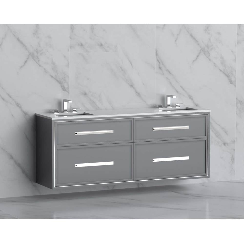 Madeli - Madeli Edge 72'' Wall hung Vanity Cabinet in Studio Grey/HW: Handles Polished Chrome(PC) - Studio Gray With Polished Chrome