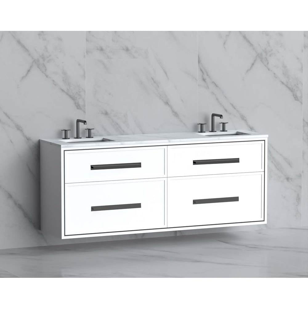 Madeli - Madeli Edge 72'' Wall hung Vanity Cabinet in White/HW: Handles Polished Nickel(PN) - White With Polished Nickel