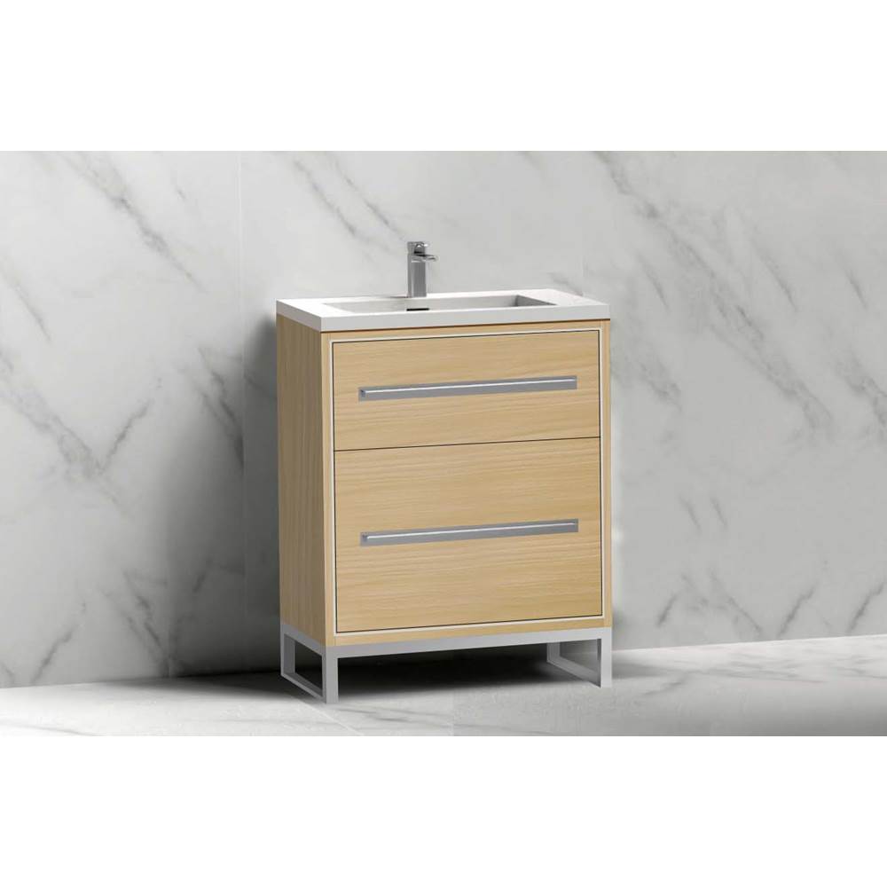 Madeli - Madeli Pinnacle 24'' Free standing Vanity Cabinet in Natural Oak/HW: Matte Black(MB) - Natural Oak With Matte Black