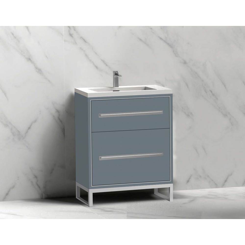 Madeli - Madeli Pinnacle 24'' Free standing Vanity Cabinet in Studio Grey/HW: Polished Nickel(PN) - Studio Gray With Polished Nickel