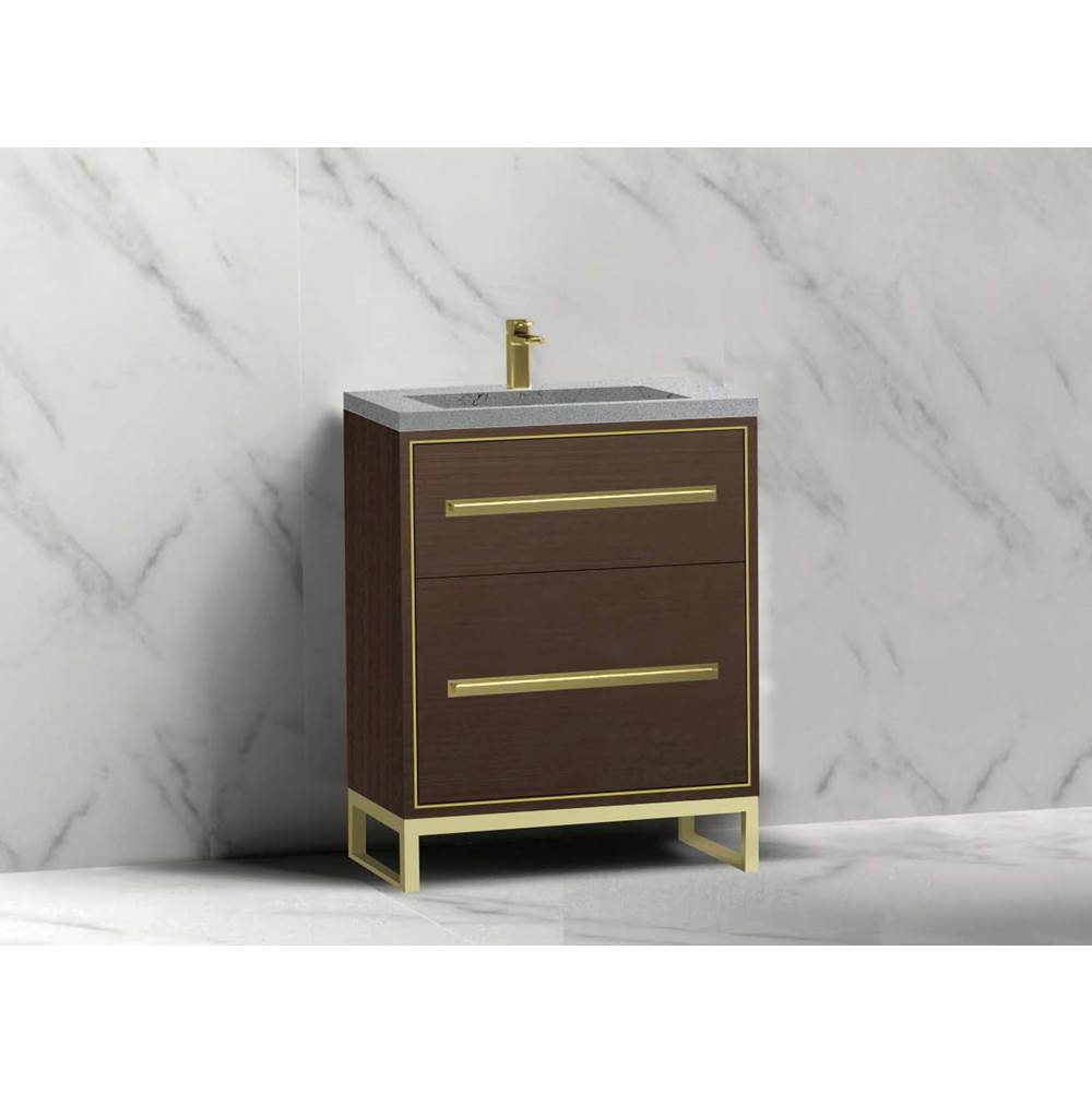 Madeli - Madeli Pinnacle 24'' Free standing Vanity Cabinet in Walnut/HW: Satin Brass(SB) - Walnut With Satin Brass