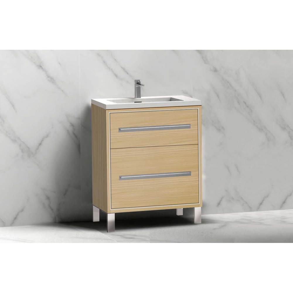 Madeli - Madeli Pinnacle 24'' Free standing Vanity Cabinet in Natural Oak/HW: Brushed Nickel(BN) - Natural Oak With Brushed Nickel