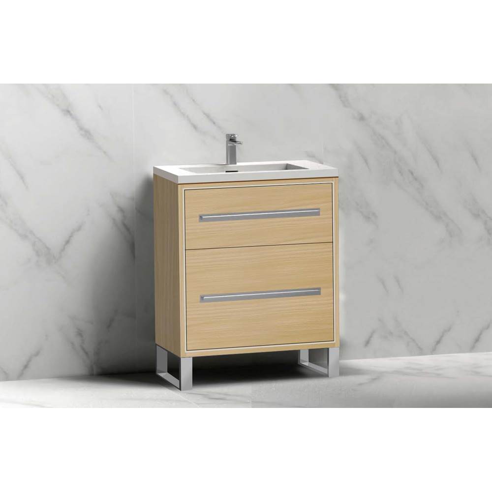 Madeli - Madeli Pinnacle 24'' Free standing Vanity Cabinet in Natural Oak/HW: Polished Chrome(PC) - Natural Oak With Polished Chrome