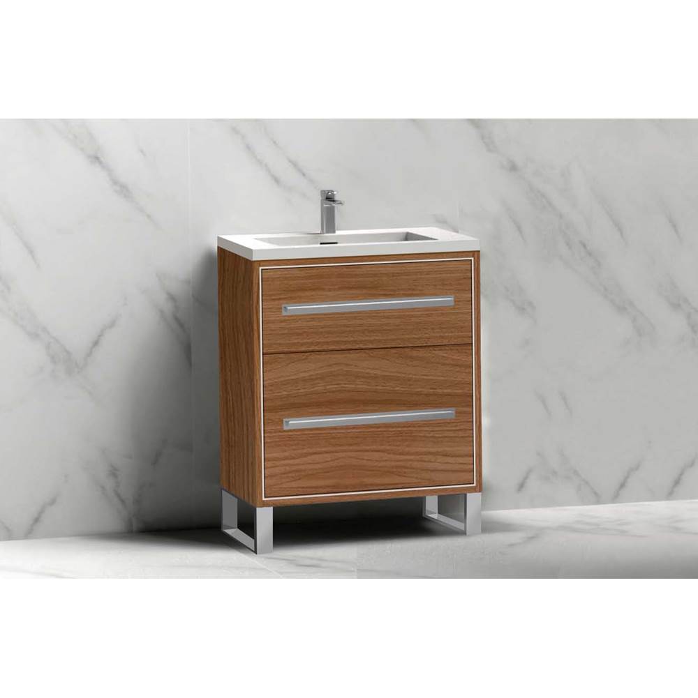 Madeli - Madeli Pinnacle 24'' Free standing Vanity Cabinet in Natural Walnut/HW: Matte Black(MB) - Natural Walnut With Matte Black