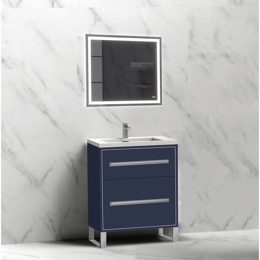 Madeli - Madeli Pinnacle 24'' Free standing Vanity Cabinet in Sapphire/HW: Matte Black(MB) - Sapphire With Matte Black