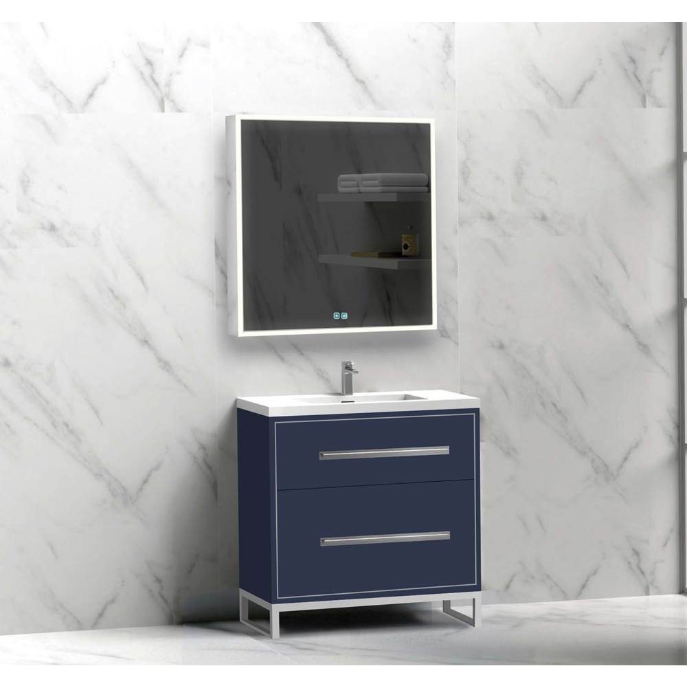 Madeli - Madeli Pinnacle 30'' Free standing Vanity Cabinet in Sapphire/HW: Polished Chrome(PC) - Sapphire With Polished Chrome