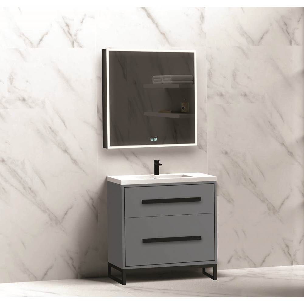 Madeli - Madeli Pinnacle 30'' Free standing Vanity Cabinet in Studio Grey/HW: Matte Black(MB) - Studio Gray With Matte Black