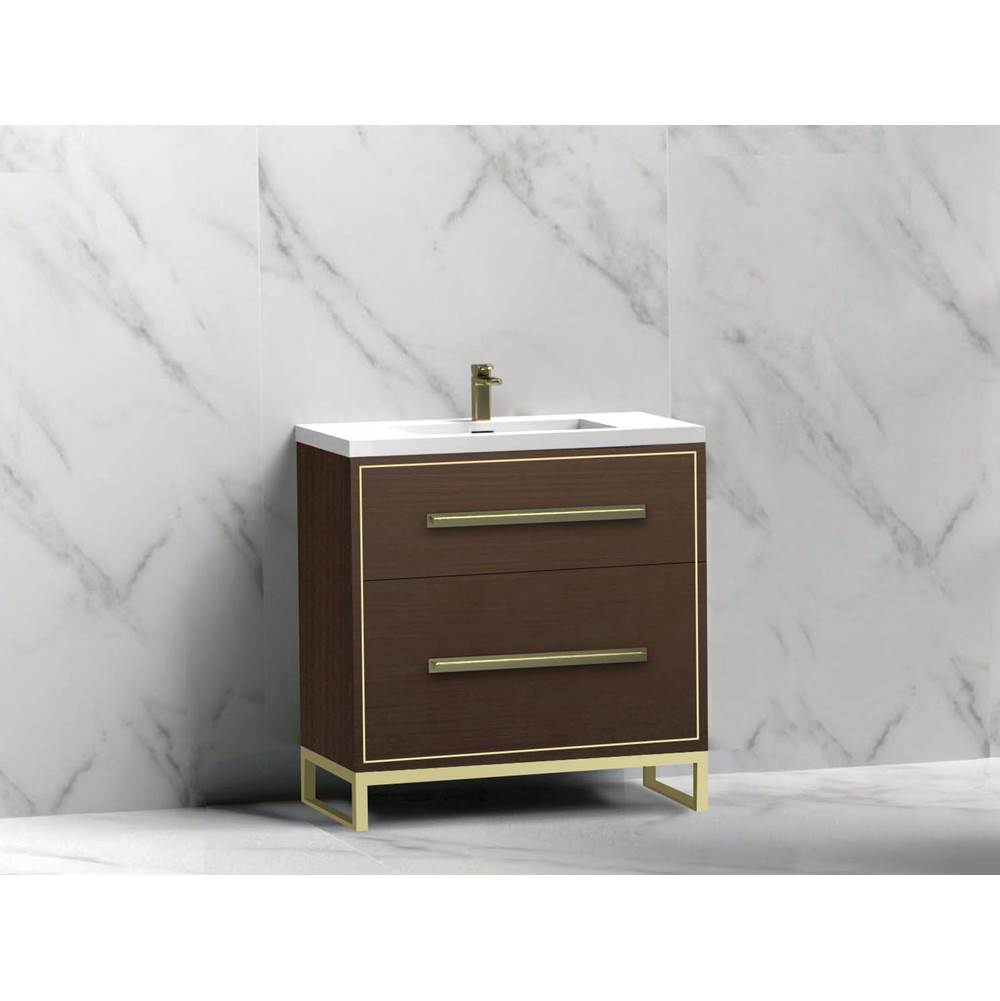 Madeli - Madeli Pinnacle 30'' Free standing Vanity Cabinet in Walnut/HW: Polished Chrome(PC) - Walnut With Polished Chrome
