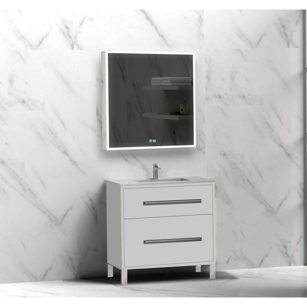 Madeli - Madeli Pinnacle 30'' Free standing Vanity Cabinet in White/HW: Brushed Nickel(BN) - White With Brushed Nickel