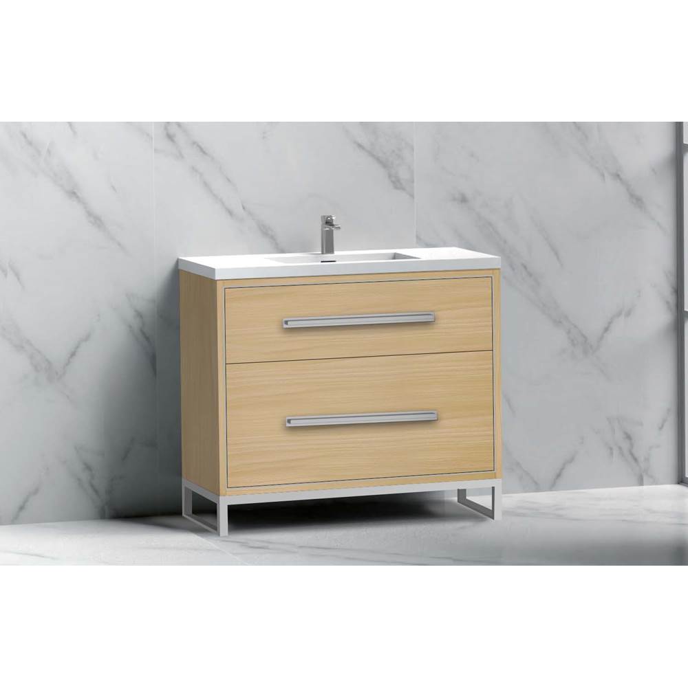 Madeli - Madeli Pinnacle 36'' Free standing Vanity Cabinet in Natural Oak/HW: Matte Black(MB) - Natural Oak With Matte Black