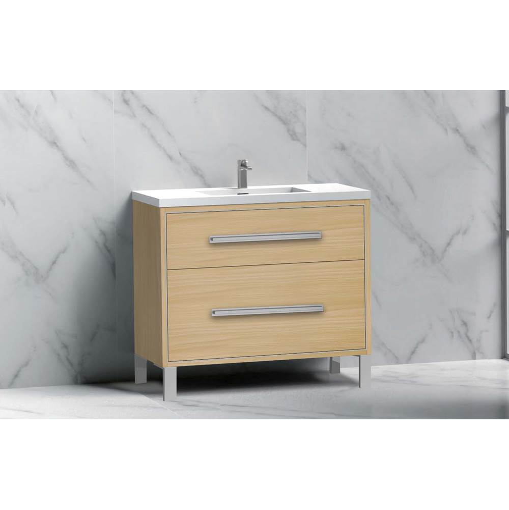 Madeli - Madeli Pinnacle 36'' Free standing Vanity Cabinet in Natural Oak/HW: Polished Chrome(PC) - Natural Oak With Polished Chrome
