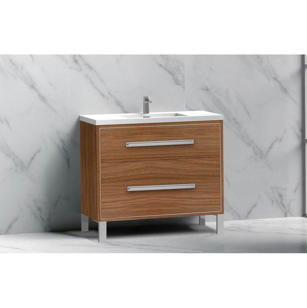 Madeli - Madeli Pinnacle 36'' Free standing Vanity Cabinet in Natural Walnut/HW: Polished Chrome(PC) - Natural Walnut With Polished Chrome