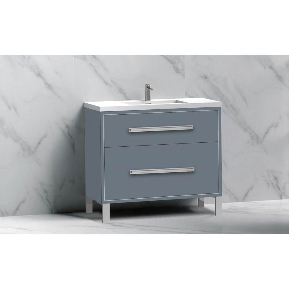 Madeli - Madeli Pinnacle 36'' Free standing Vanity Cabinet in Studio Grey/HW: Satin Brass(SB) - Studio Gray With Satin Brass