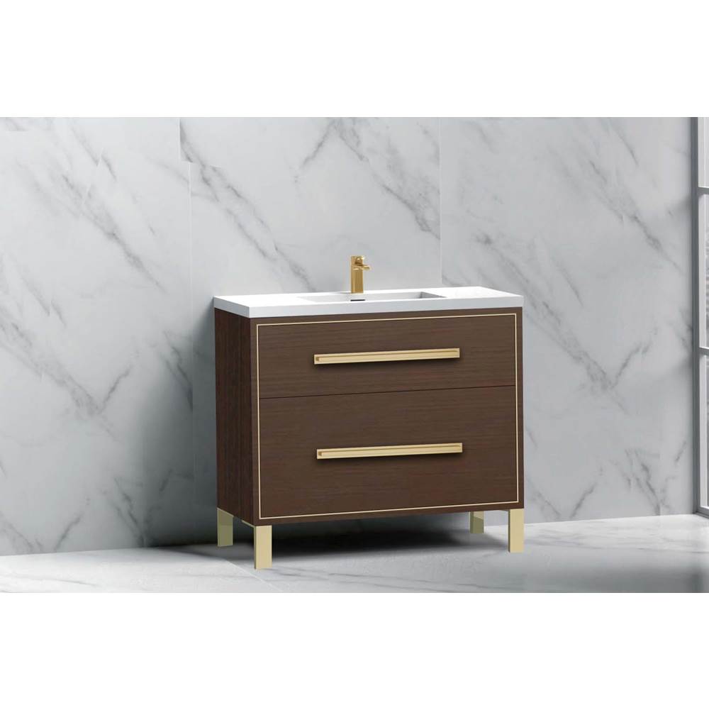 Madeli - Madeli Pinnacle 36'' Free standing Vanity Cabinet in Walnut/HW: Matte Black(MB) - Walnut With Matte Black