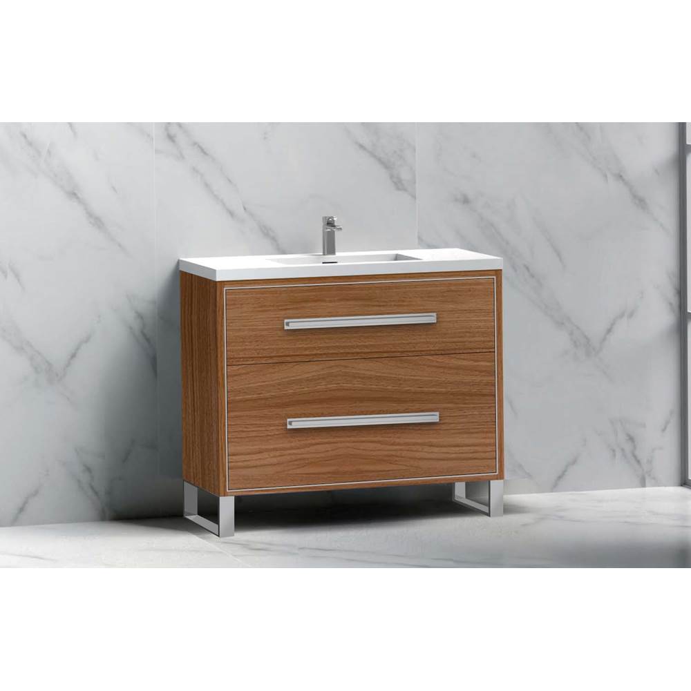 Madeli - Madeli Pinnacle 36'' Free standing Vanity Cabinet in Natural Walnut/HW: Satin Brass(SB) - Natural Walnut With Satin Brass