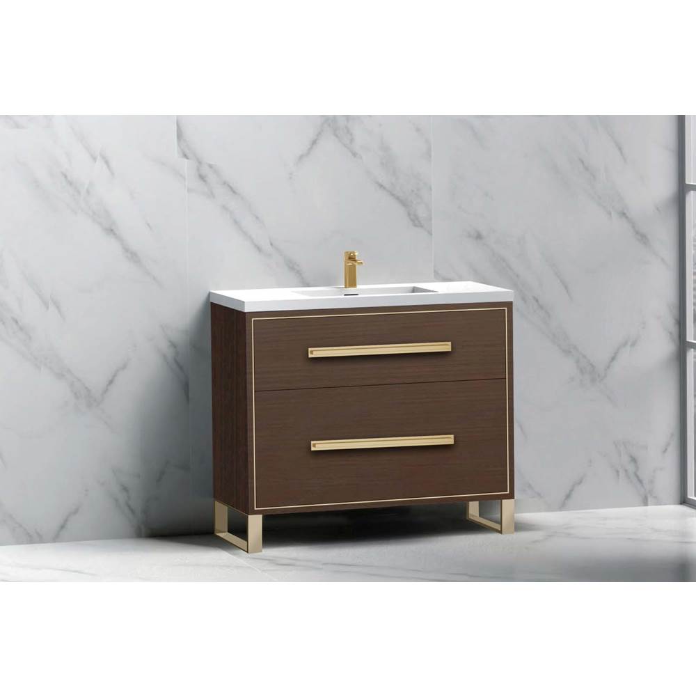 Madeli - Madeli Pinnacle 36'' Free standing Vanity Cabinet in Walnut/HW: Matte Black(MB) - Walnut With Matte Black