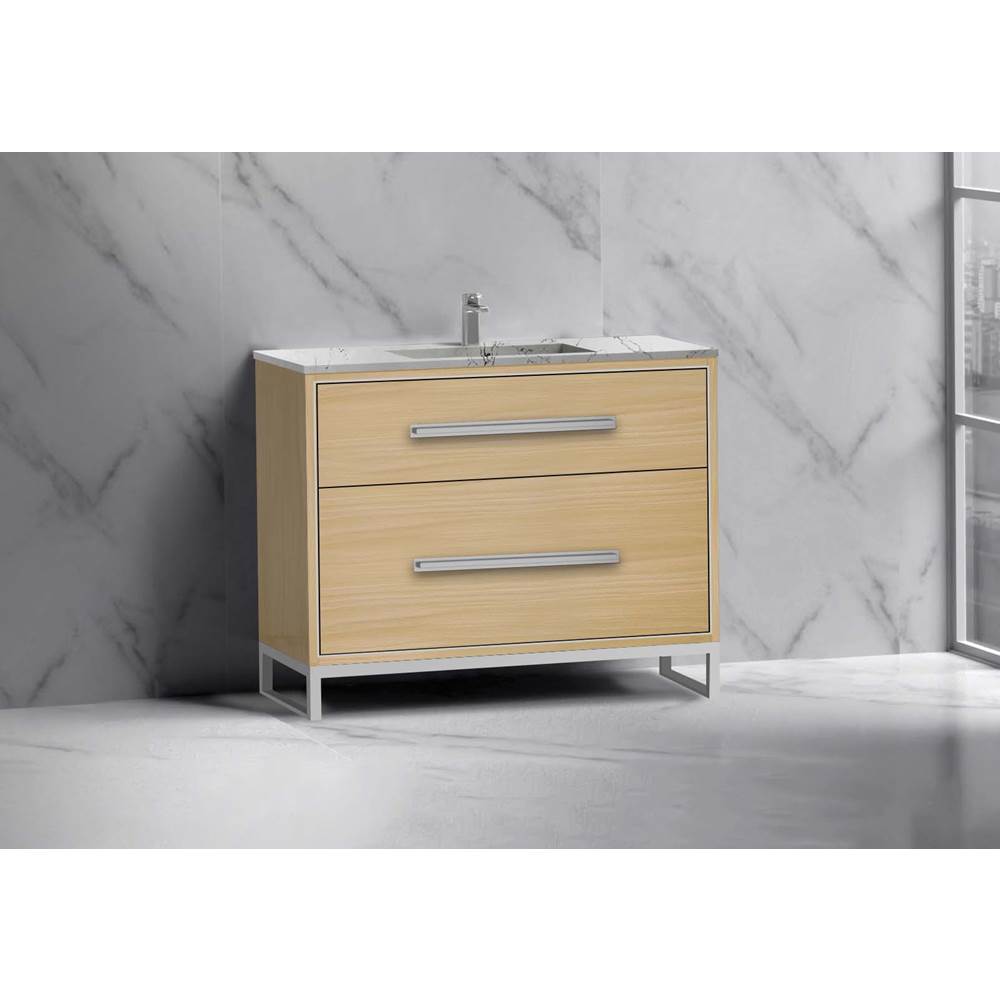 Madeli - Madeli Pinnacle 42'' Free standing Vanity Cabinet in Natural Oak/HW: Brushed Nickel(BN) - Natural Oak With Brushed Nickel