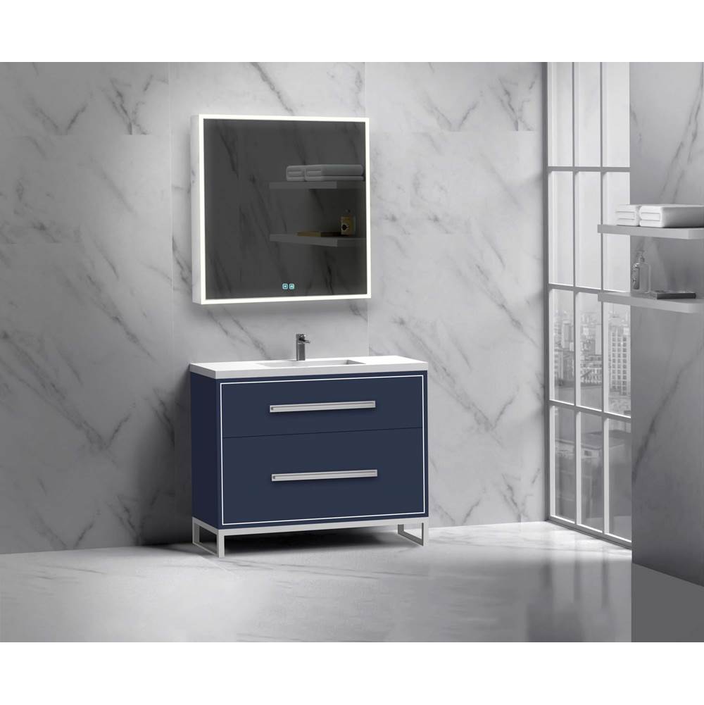 Madeli - Madeli Pinnacle 42'' Free standing Vanity Cabinet in Sapphire/HW: Polished Chrome(PC) - Sapphire With Polished Chrome