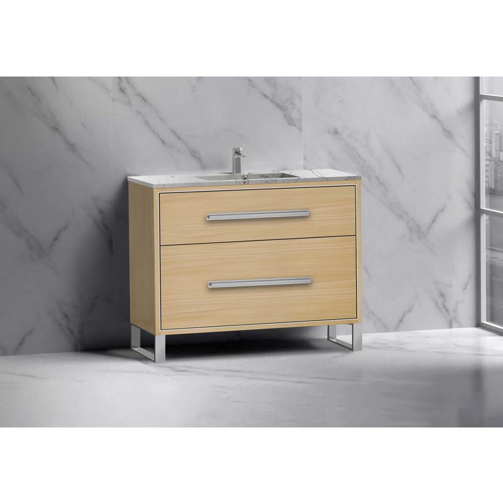 Madeli - Madeli Pinnacle 42'' Free standing Vanity Cabinet in Natural Oak/HW: Satin Brass(SB) - Natural Oak With Satin Brass