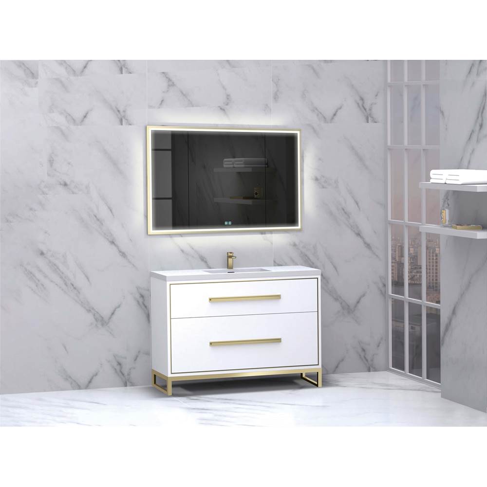 Madeli - Madeli Pinnacle 48C'' Free standing Vanity Cabinet in White/HW: Matte Black(MB) - White With Matte Black