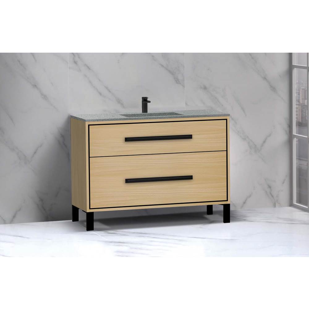 Madeli - Madeli Pinnacle 48C'' Free standing Vanity Cabinet in Natural Oak/HW: Satin Brass(SB) - Natural Oak With Satin Brass