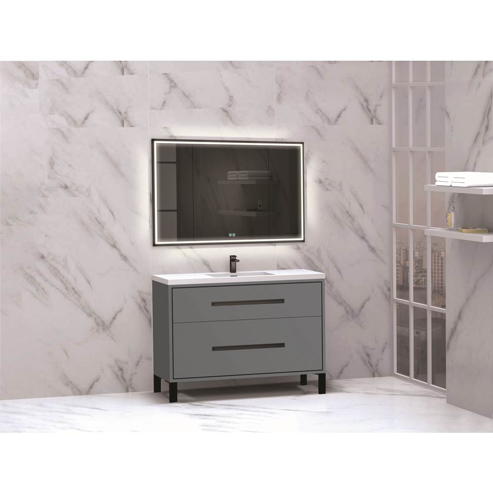 Madeli - Madeli Pinnacle 48C'' Free standing Vanity Cabinet in Studio Grey/HW: Matte Black(MB) - Studio Gray With Matte Black