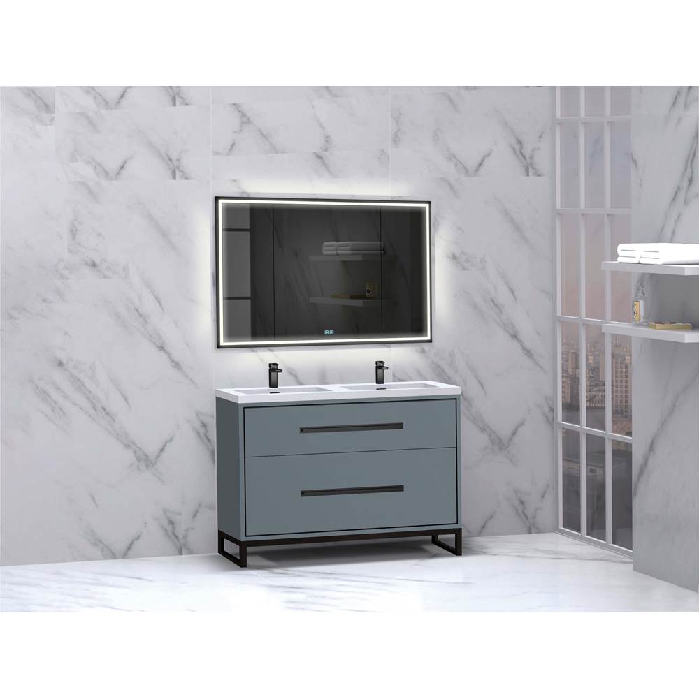 Madeli - Madeli Pinnacle 48D'' Free standing Vanity Cabinet in Studio Grey/HW: Satin Brass(SB) - Studio Gray With Satin Brass