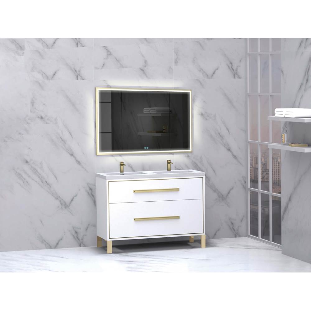Madeli - Madeli Pinnacle 48D'' Free standing Vanity Cabinet in White/HW: Polished Chrome(PC) - White With Polished Chrome