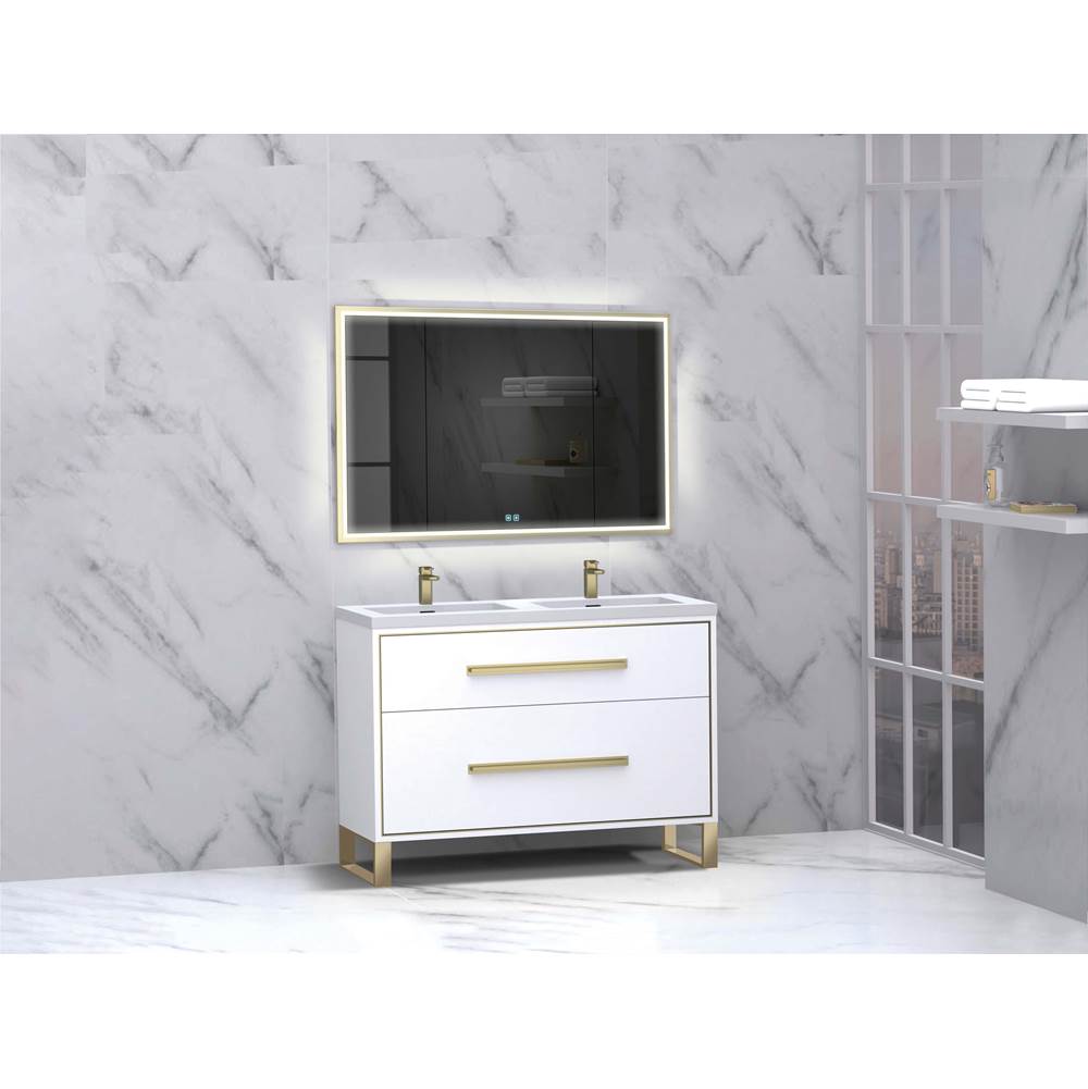 Madeli - Madeli Pinnacle 48D'' Free standing Vanity Cabinet in White/HW: Matte Black(MB) - White With Matte Black