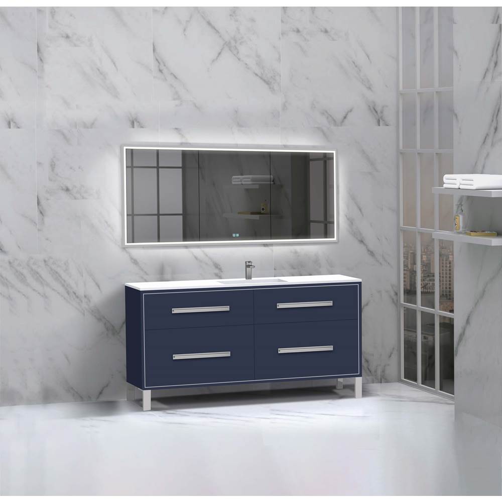 Madeli - Madeli Pinnacle 60C'' Free standing Vanity Cabinet in Sapphire/HW: Matte Black(MB) - Sapphire With Matte Black