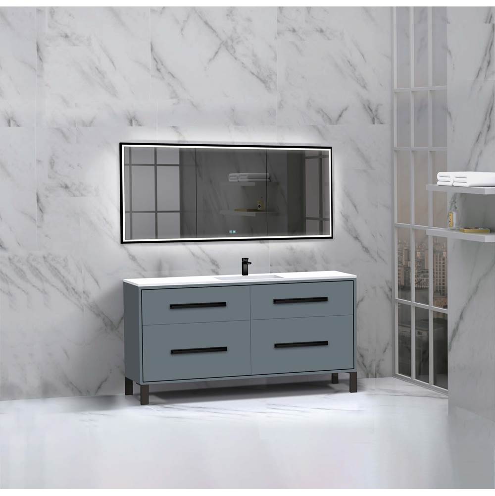 Madeli - Madeli Pinnacle 60C'' Free standing Vanity Cabinet in Studio Grey/HW: Polished Chrome(PC) - Studio Gray With Polished Chrome