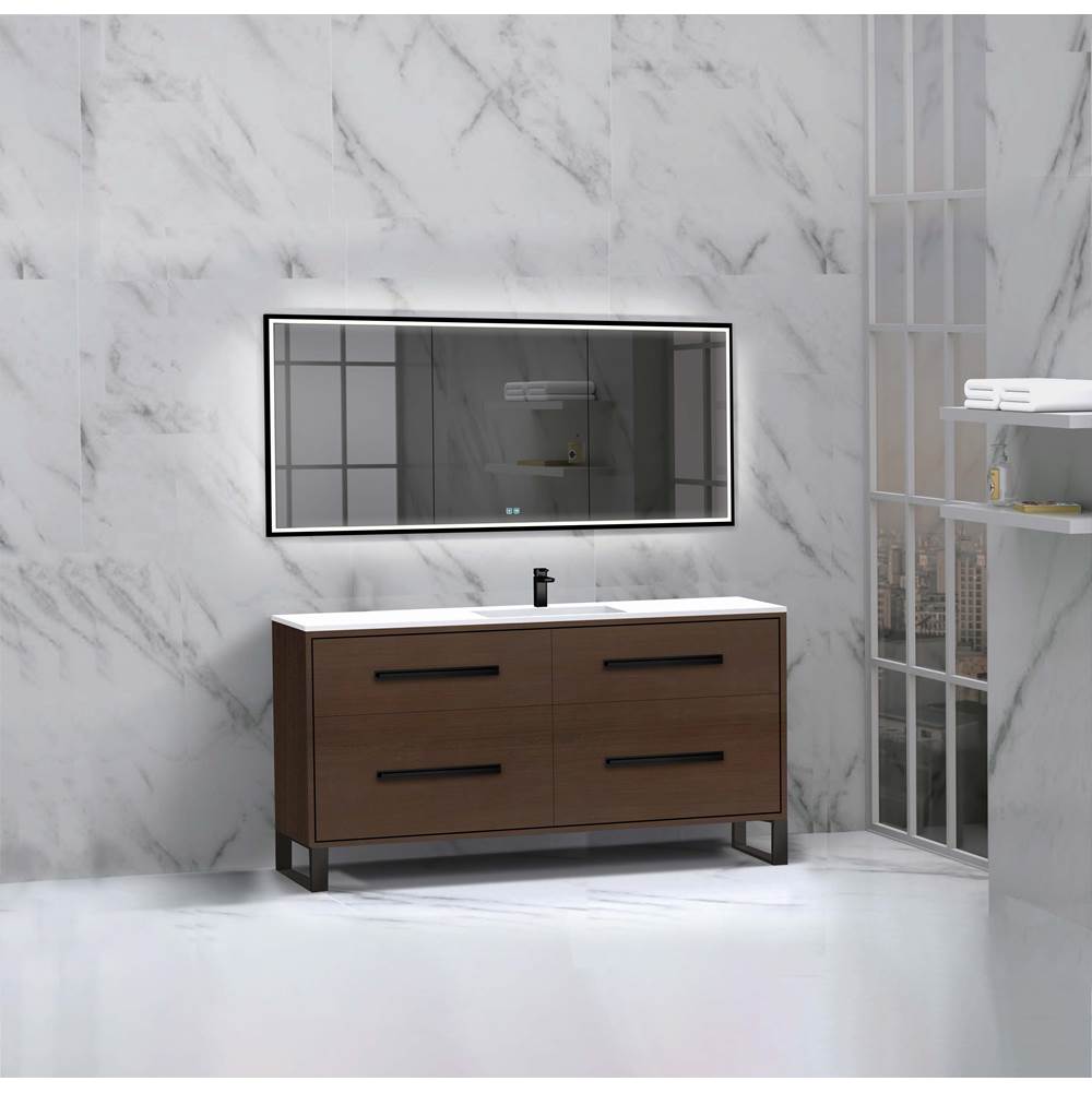 Madeli - Madeli Pinnacle 60C'' Free standing Vanity Cabinet in Walnut/HW: Polished Chrome(PC) - Walnut With Polished Chrome