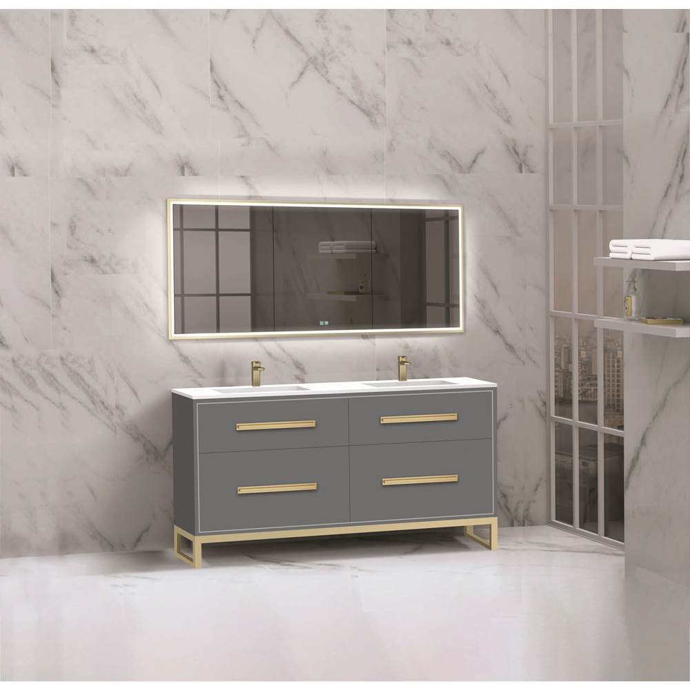 Madeli - Madeli Pinnacle 60D'' Free standing Vanity Cabinet in Studio Grey/HW: Polished Chrome(PC) - Studio Gray With Polished Chrome