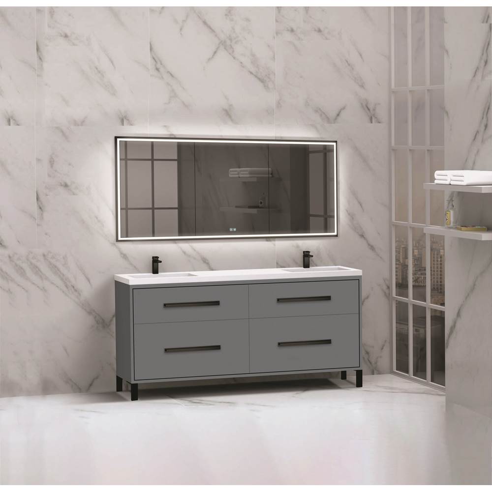 Madeli - Madeli Pinnacle 72'' Free standing Vanity Cabinet in Studio Grey/HW: Polished Chrome(PC) - Studio Gray With Polished Chrome